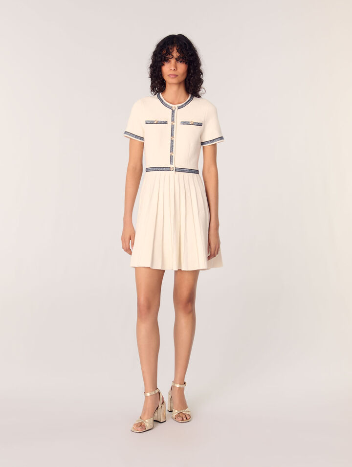 Vestido corto de punto plisado
