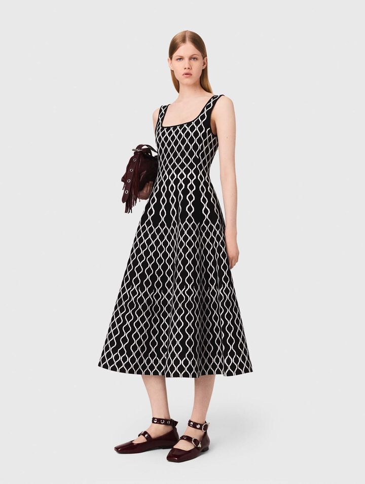Vestido midi de punto jacquard