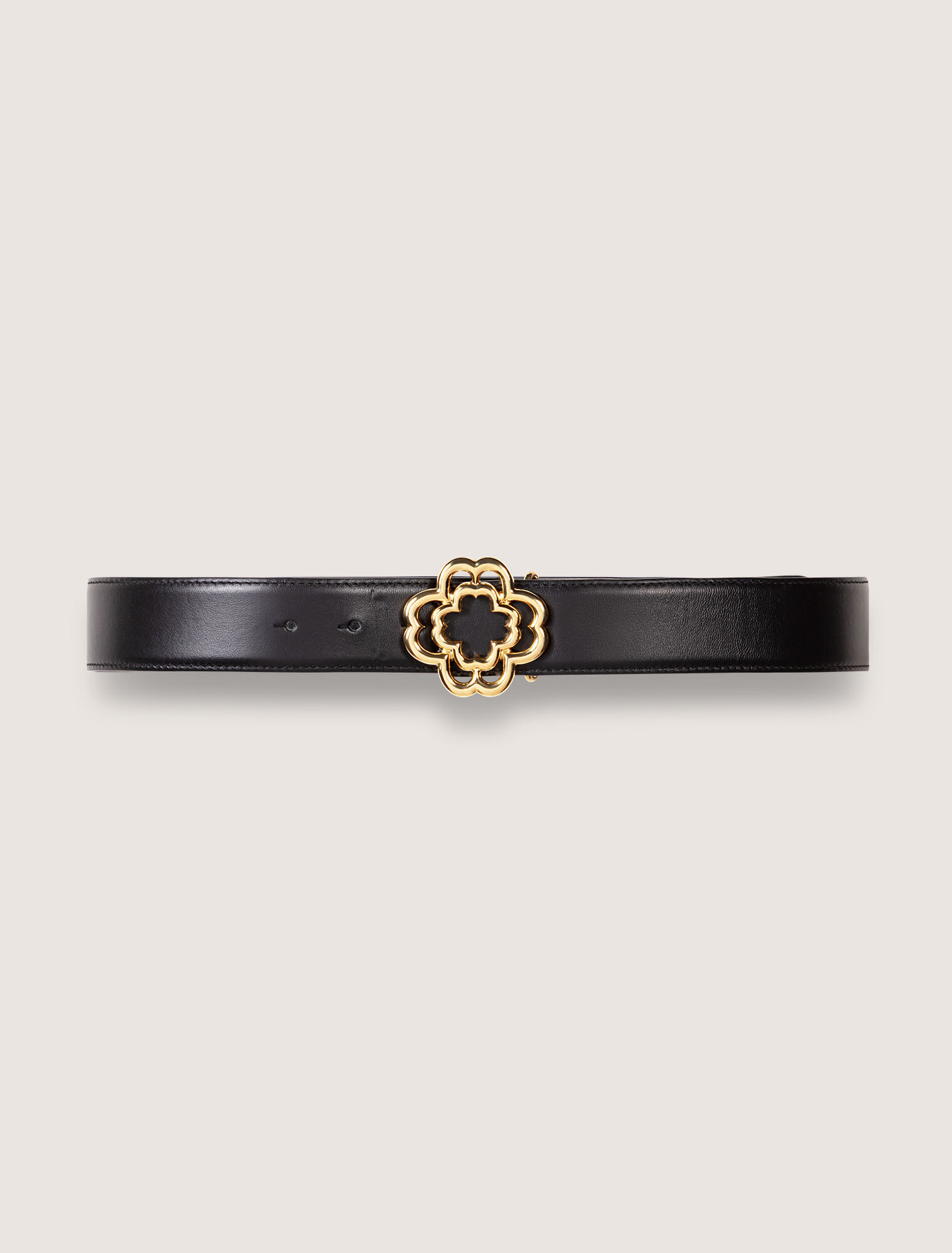 Cinturón de piel con logotipo Clover