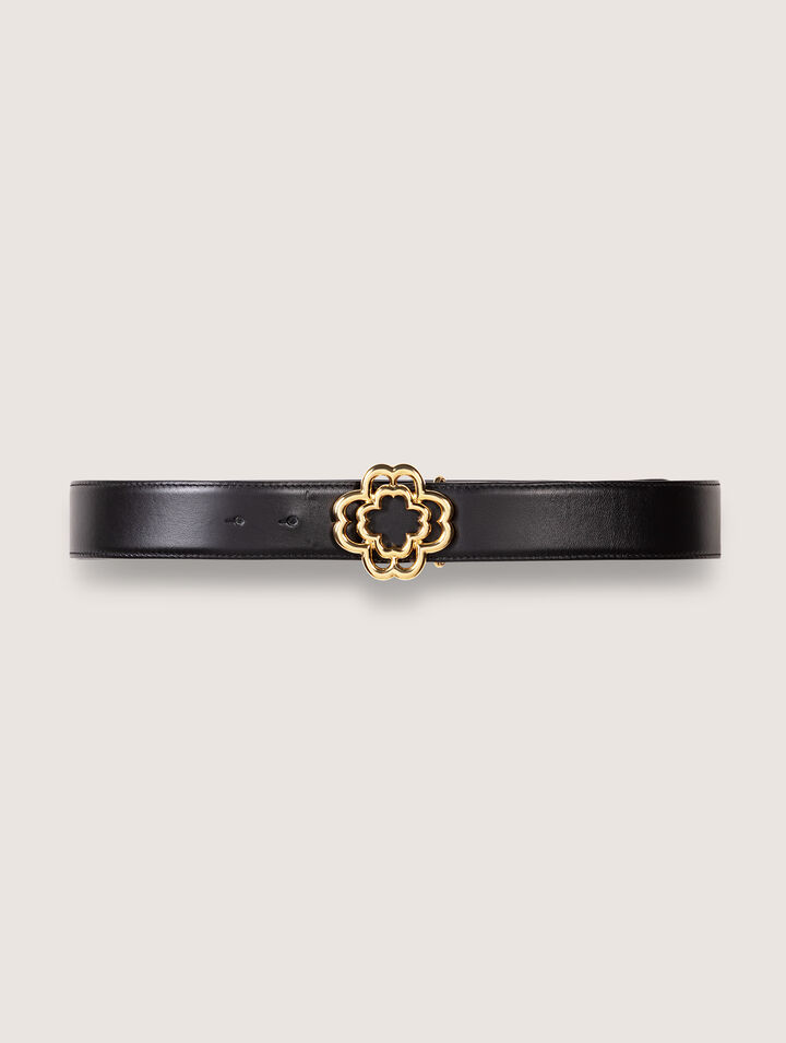 Cinturón de piel con logotipo Clover