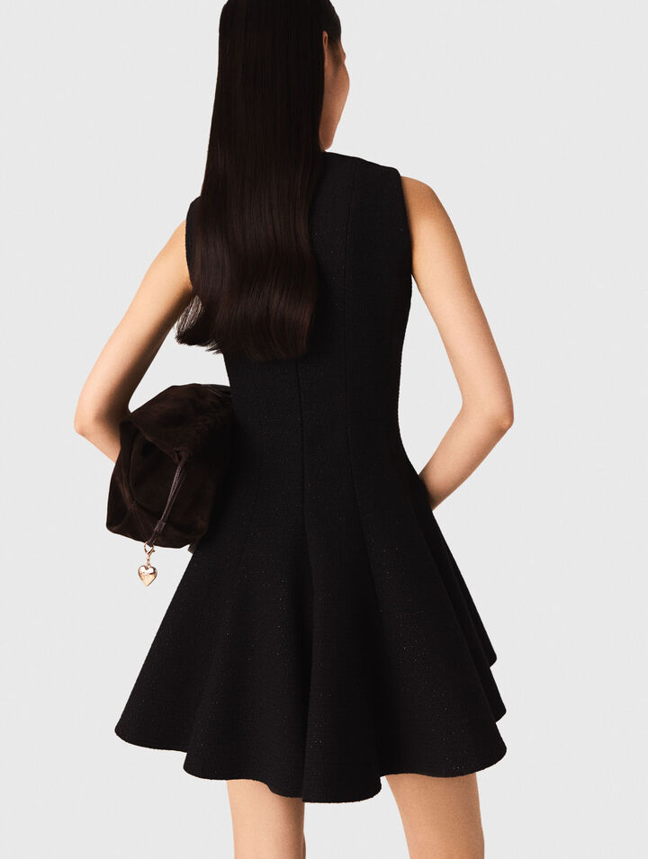 Vestido corto acampanado de tweed