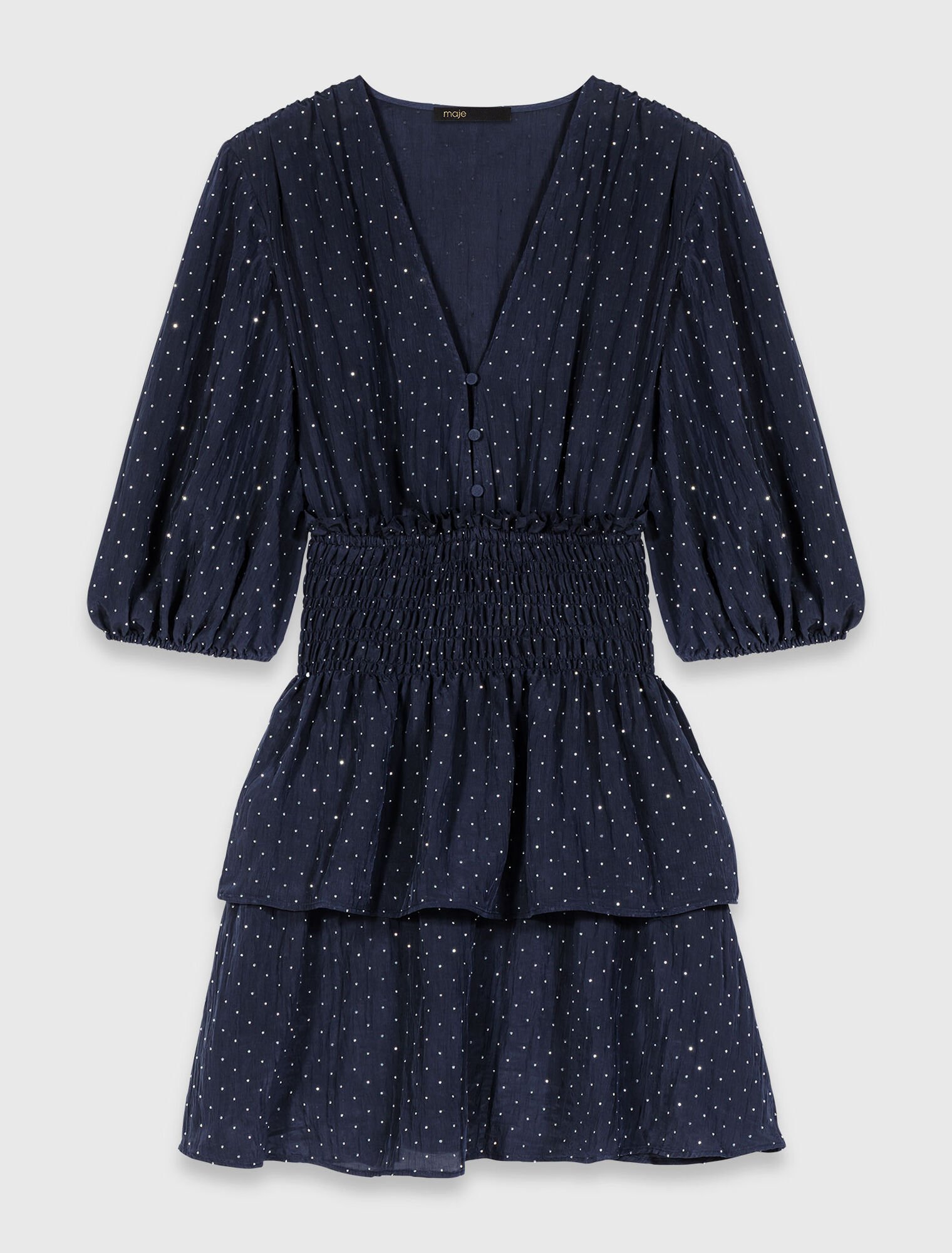 Vestido con volantes y pedrer&iacute;a