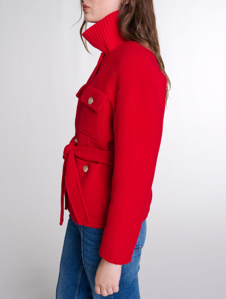 Chaqueta reversible con cintur&oacute;n