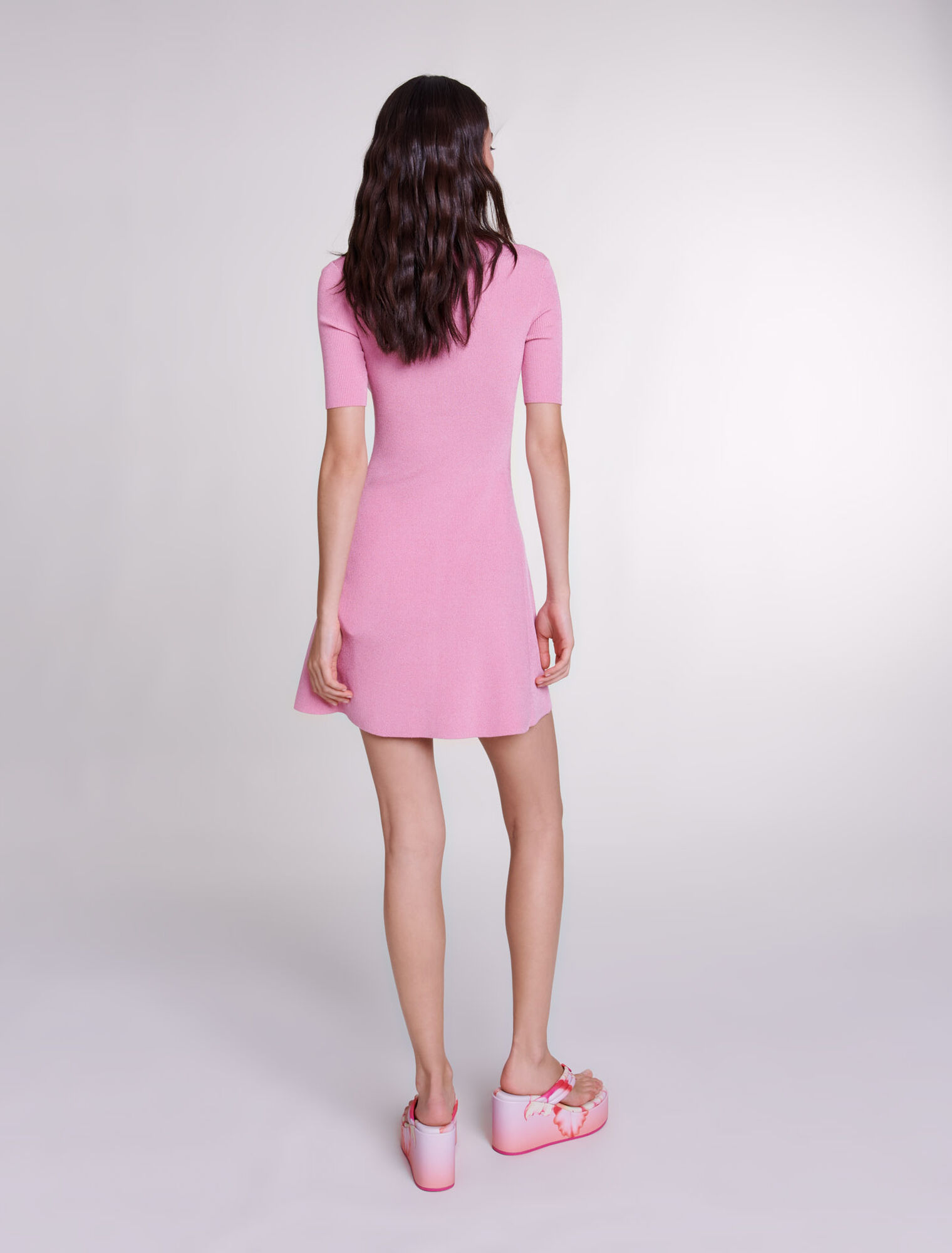 Vestido de punto de canalé brillante