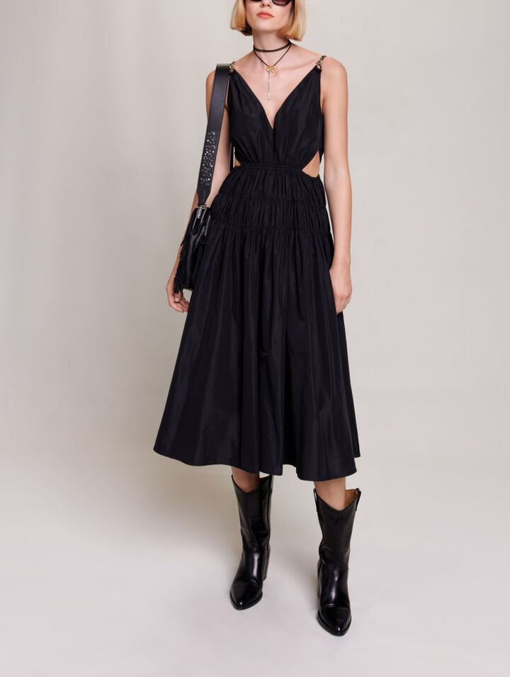 Vestido de tafetán abierto en la cintura