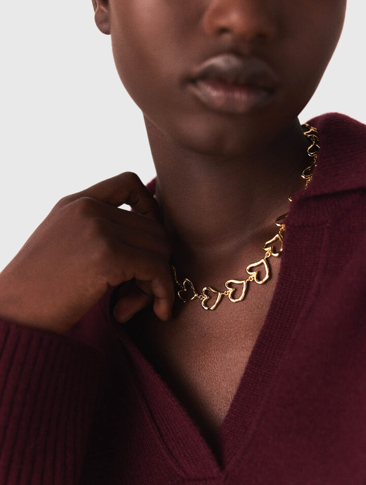 Collar corazón de latón dorado