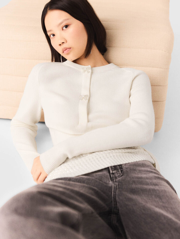 Cárdigan con botones lazo joya