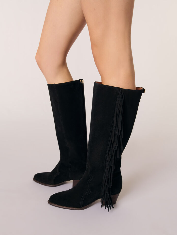 Botas de vaquero de ante con flecos