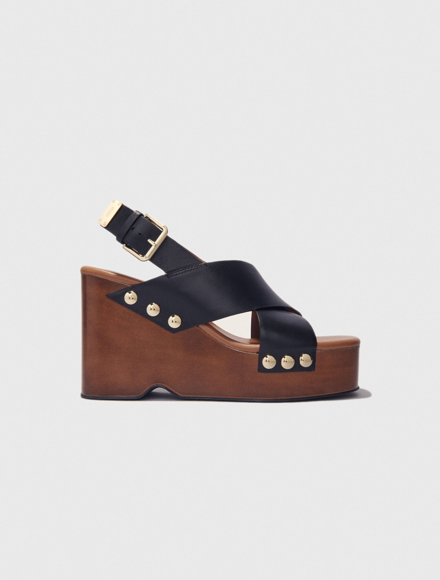Sandalias de cuña de piel
