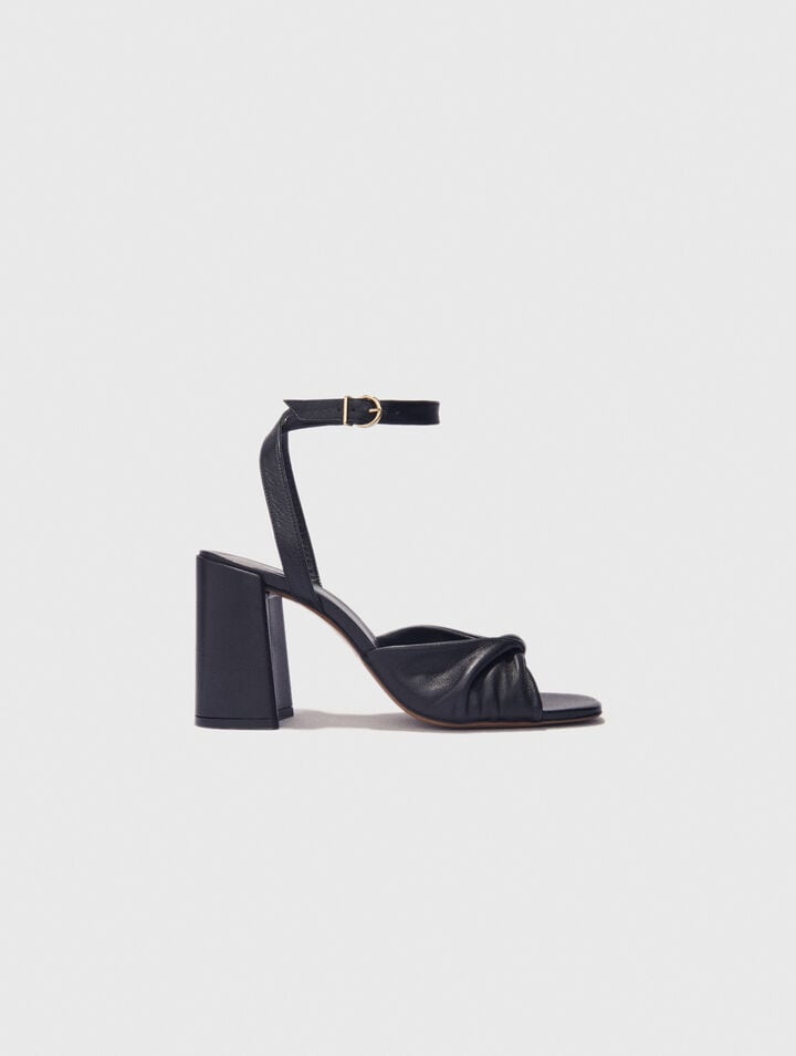 Sandalias de tacón de piel lisa