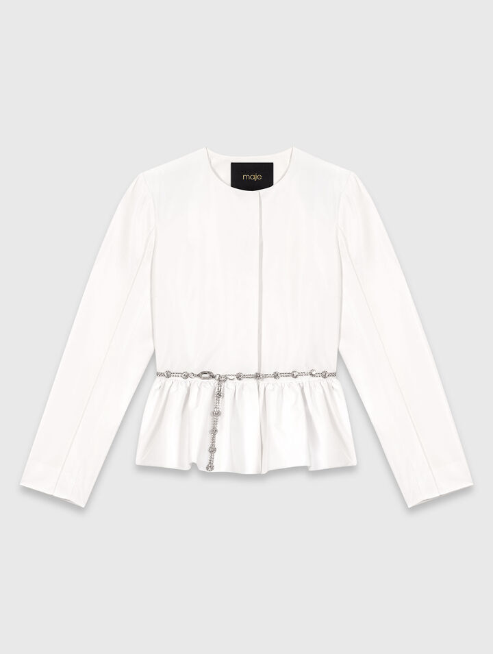 Chaqueta corta con cintur&oacute;n joya