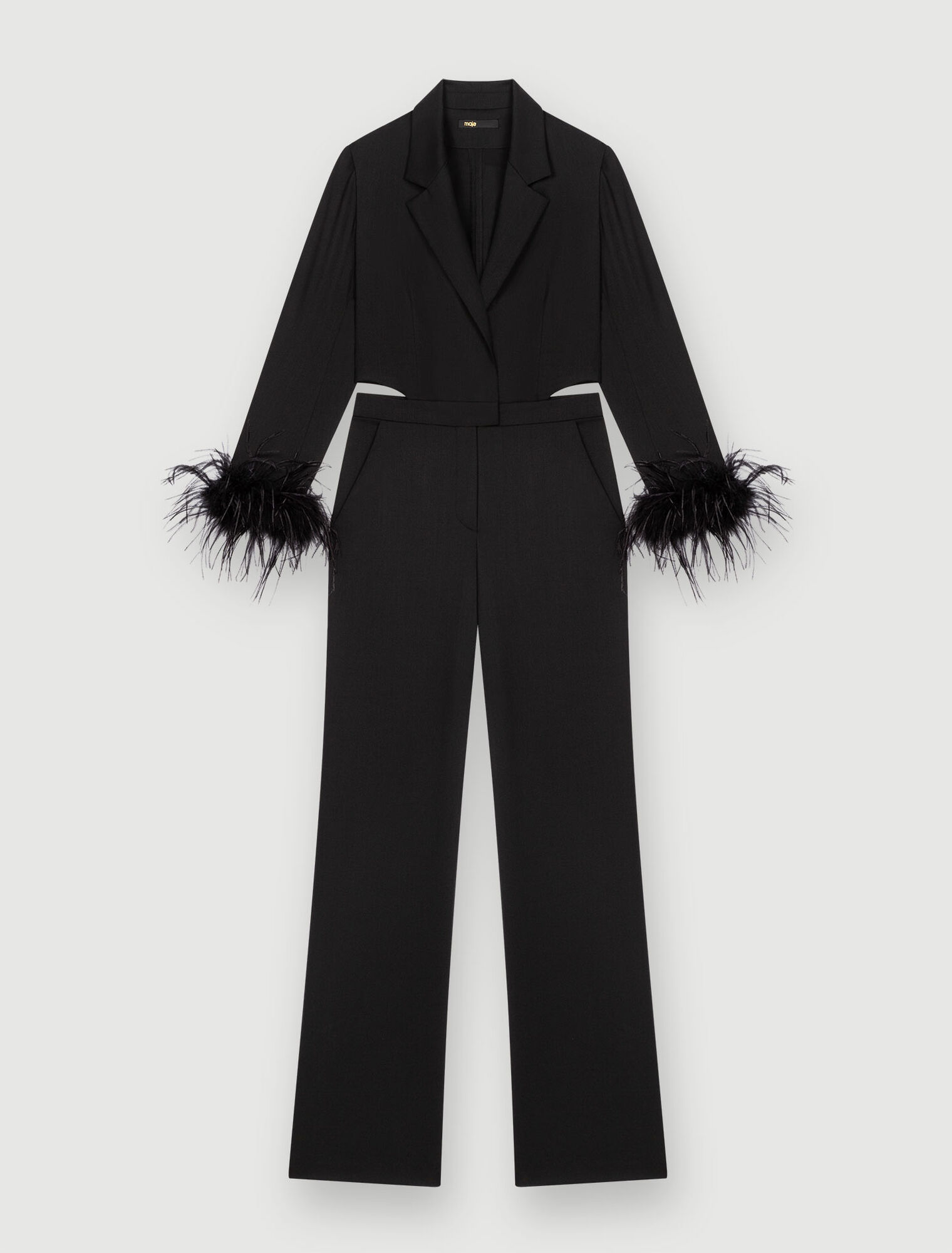 Mono pantalón de plumas negras