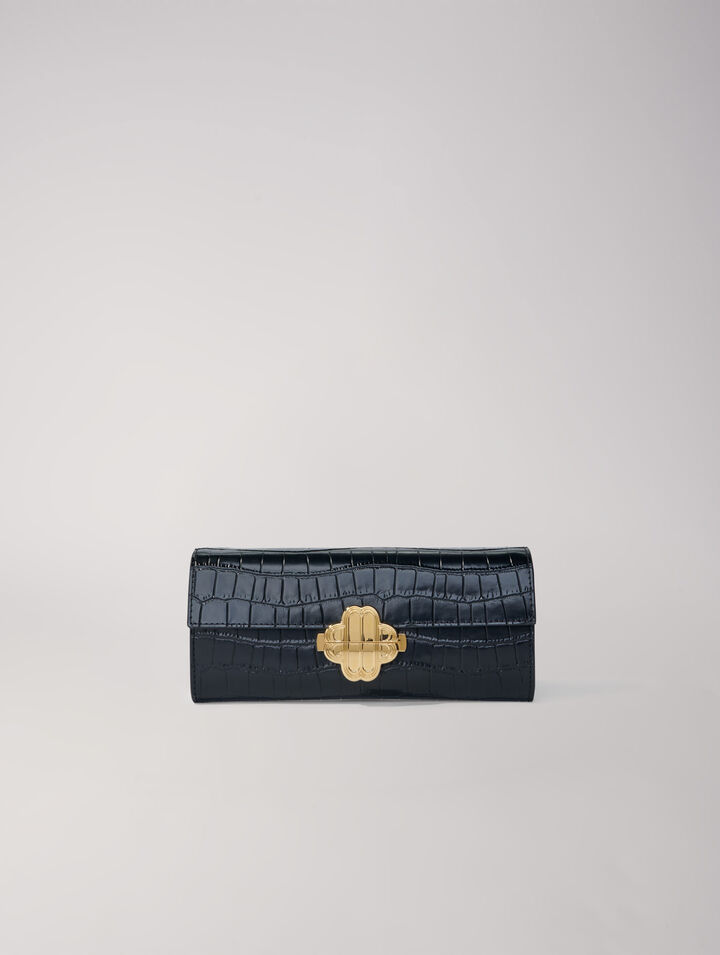 Bolso en cuero repujado de cocodrilo