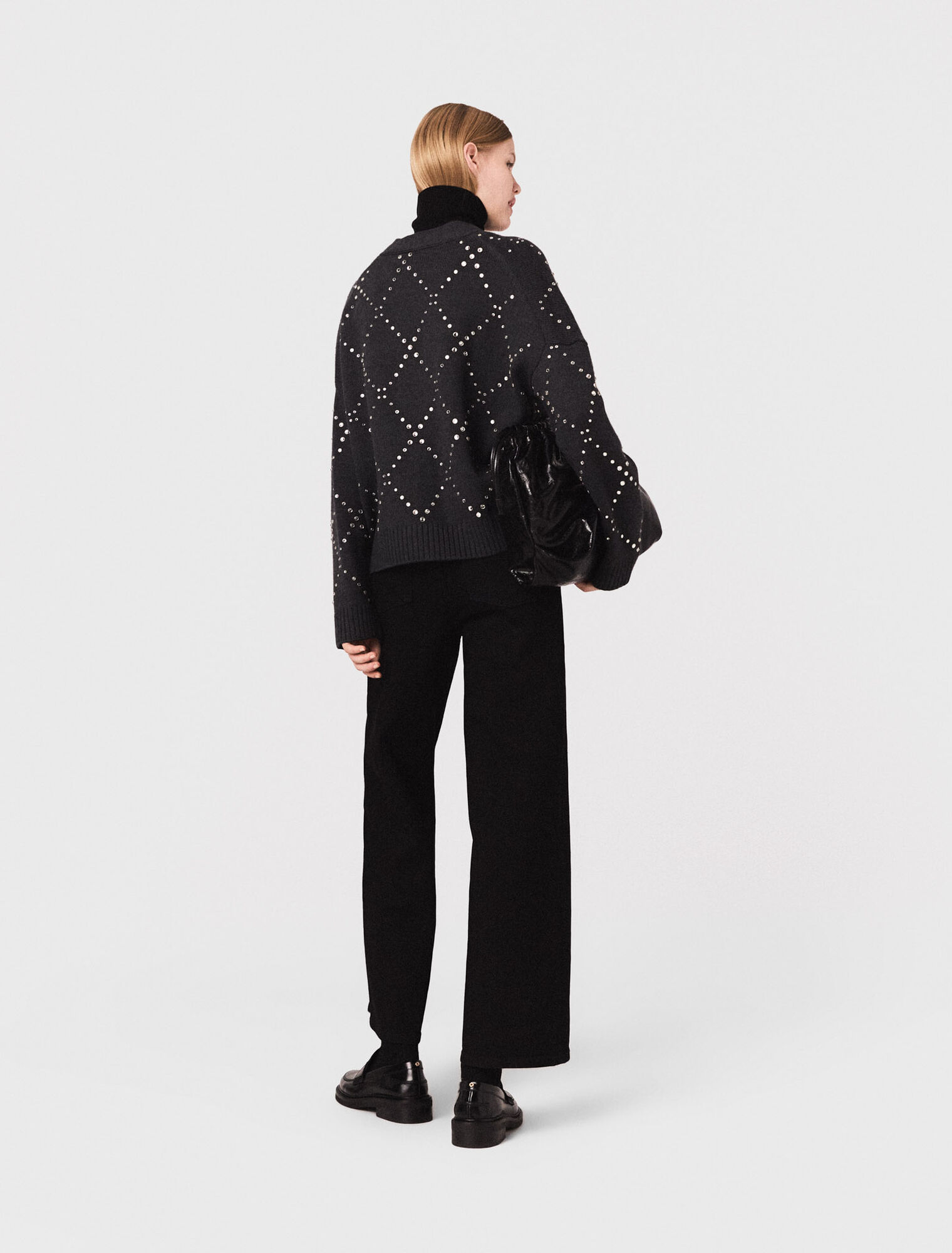 Cárdigan de cuadros con strass