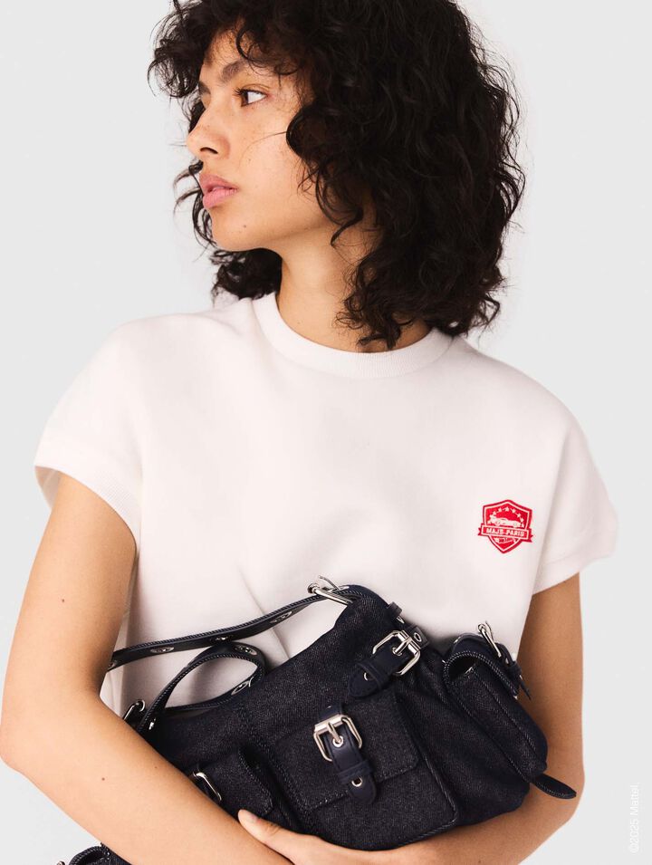 Sudadera corta con logotipo bordado