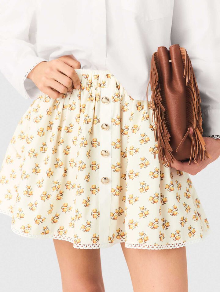 Falda estampada con gal&oacute;n croquet