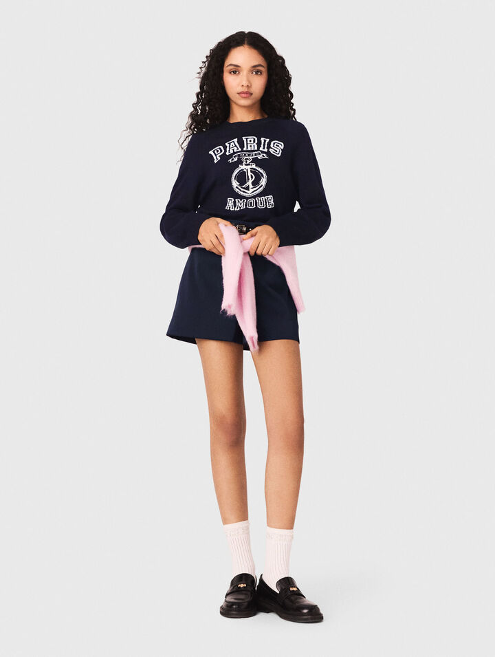 Jersey de cuello redondo con letras