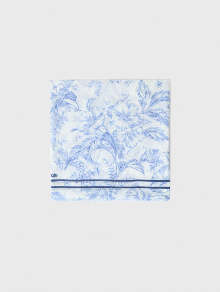 Chal de lana mixta estampado floral