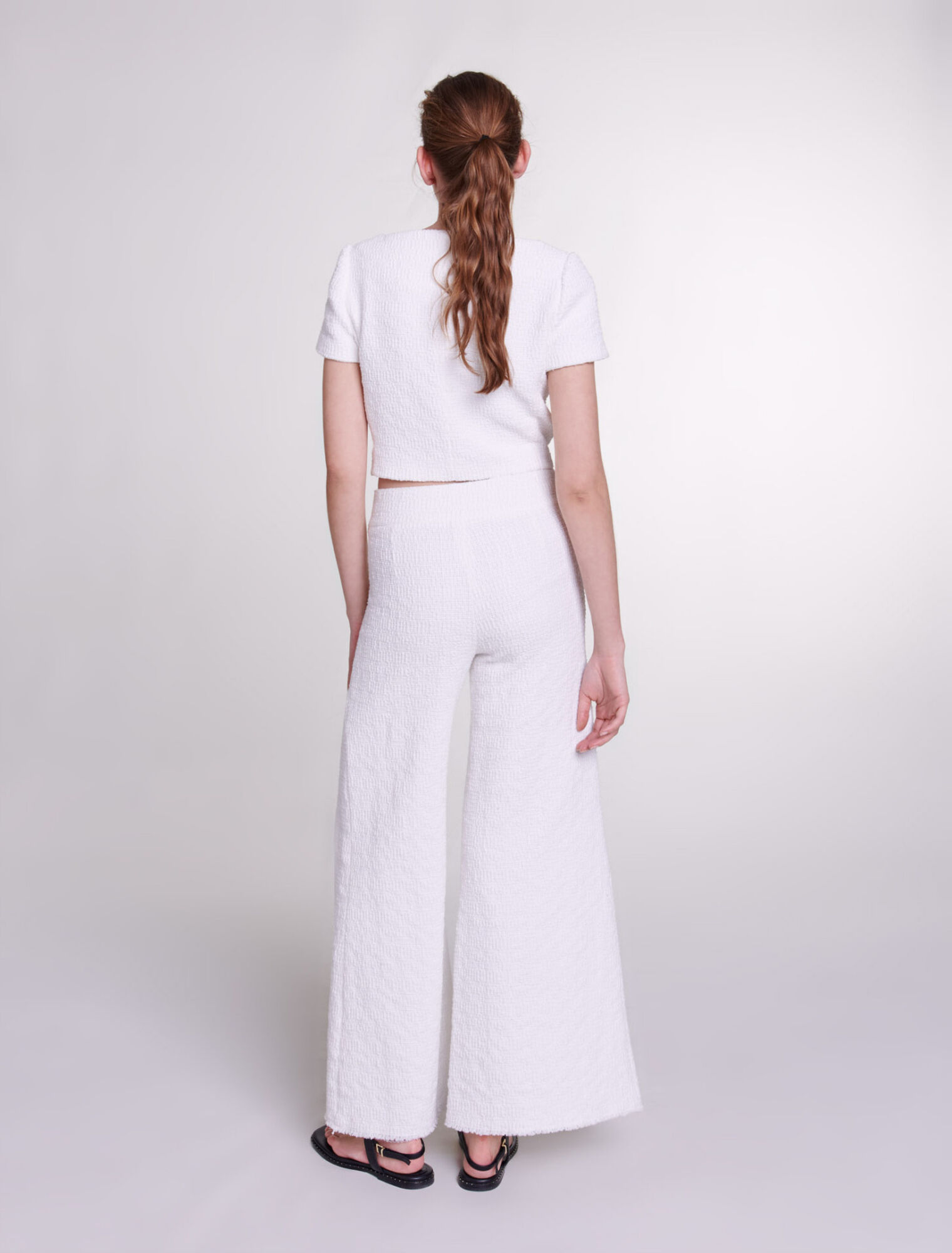 Pantalón ancho de tweed