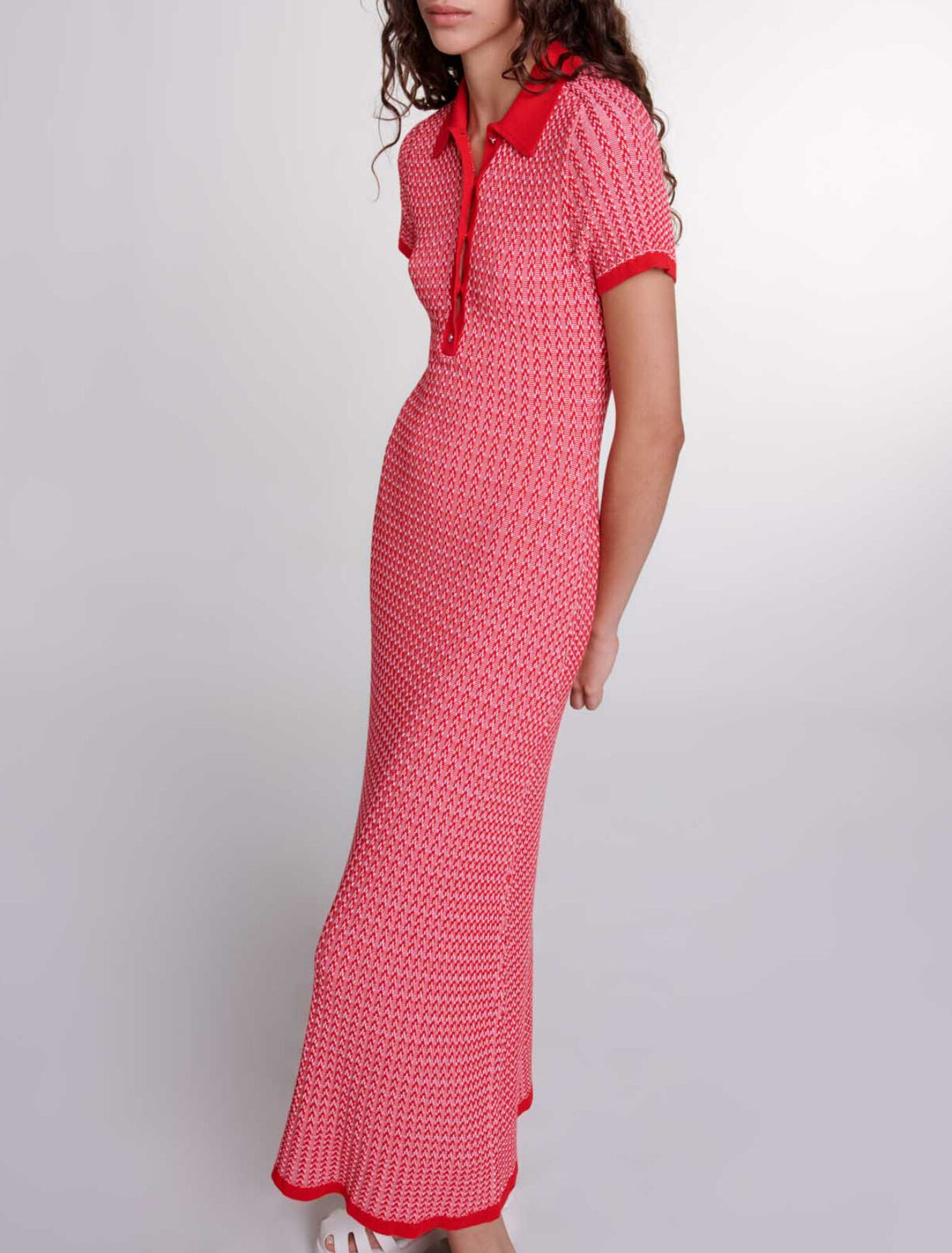 Vestido largo de punto de espiga