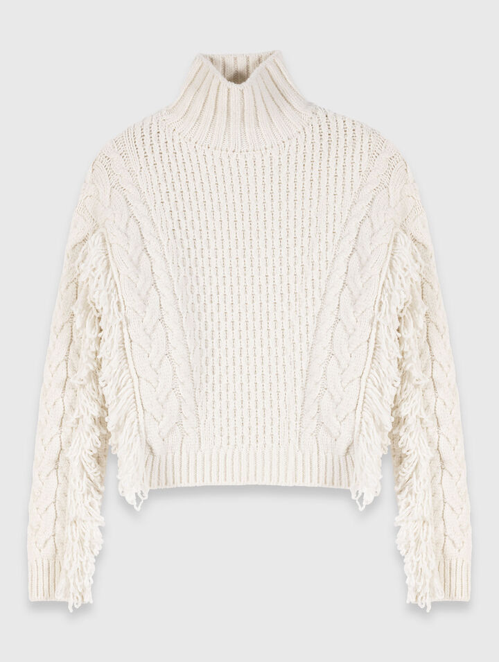 Jersey de mezcla de lana con flecos