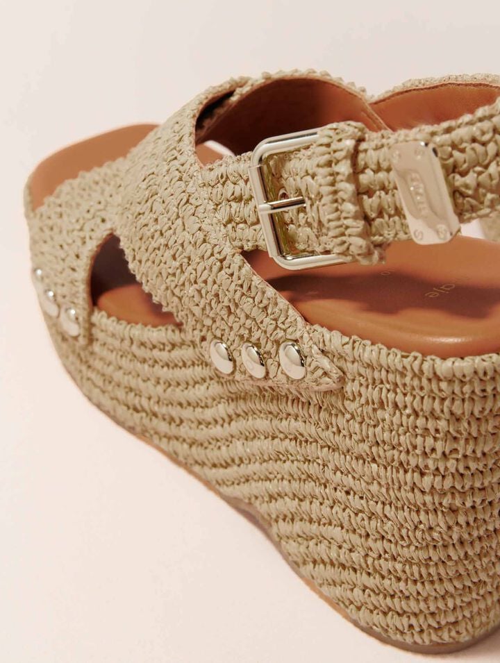 Sandalias de cuña efecto rafia