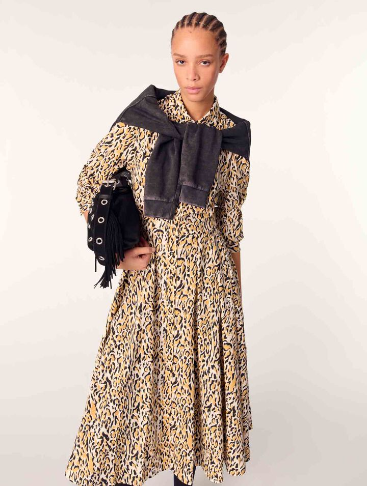 Vestido midi estampado de leopardo
