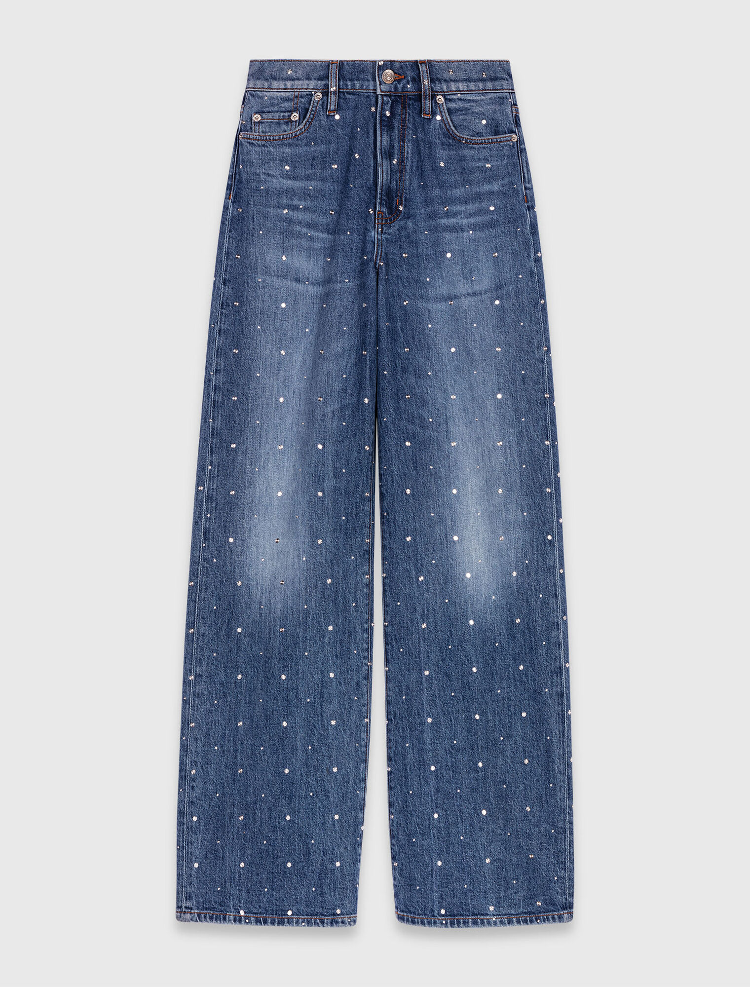 Vaquero ancho en denim con clavos