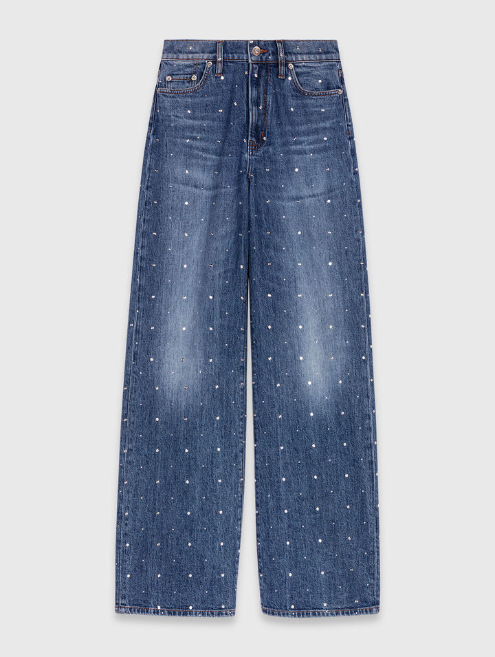 Vaquero ancho en denim con clavos