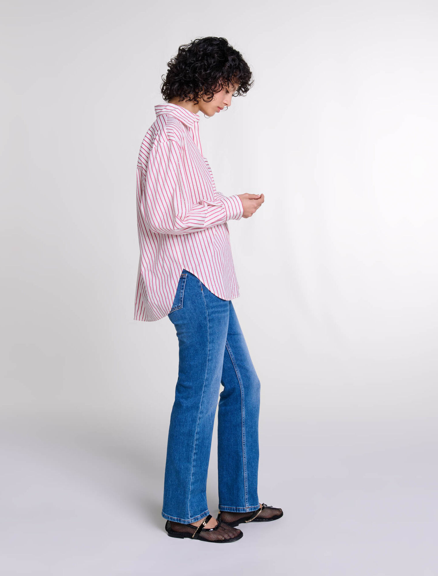 Camisa a rayas con pedrería