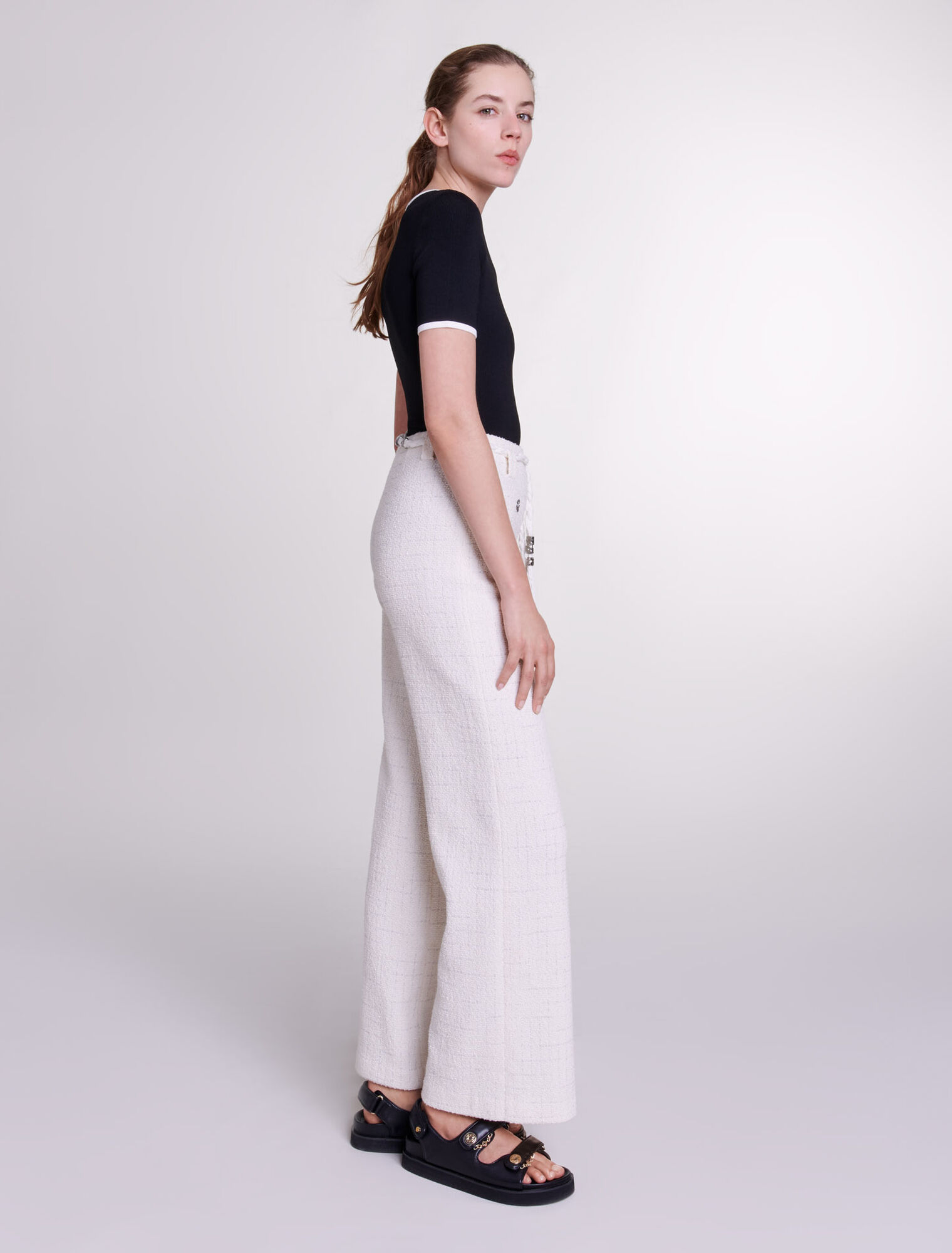 Pantalón tweed de hilos metalizados