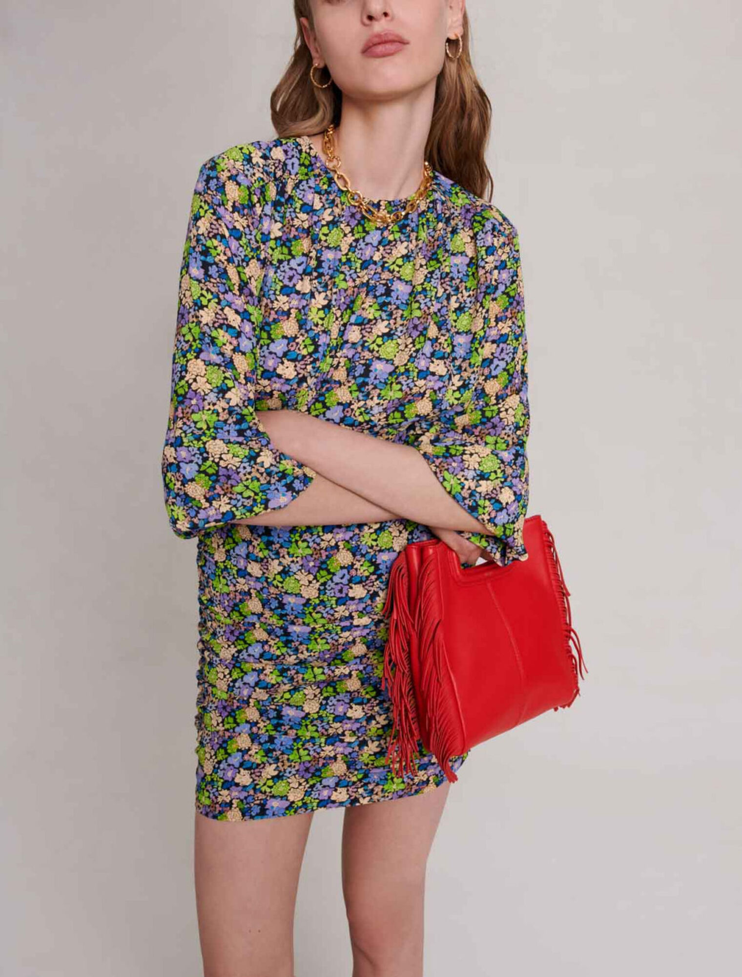 Vestido corto con estampado floral