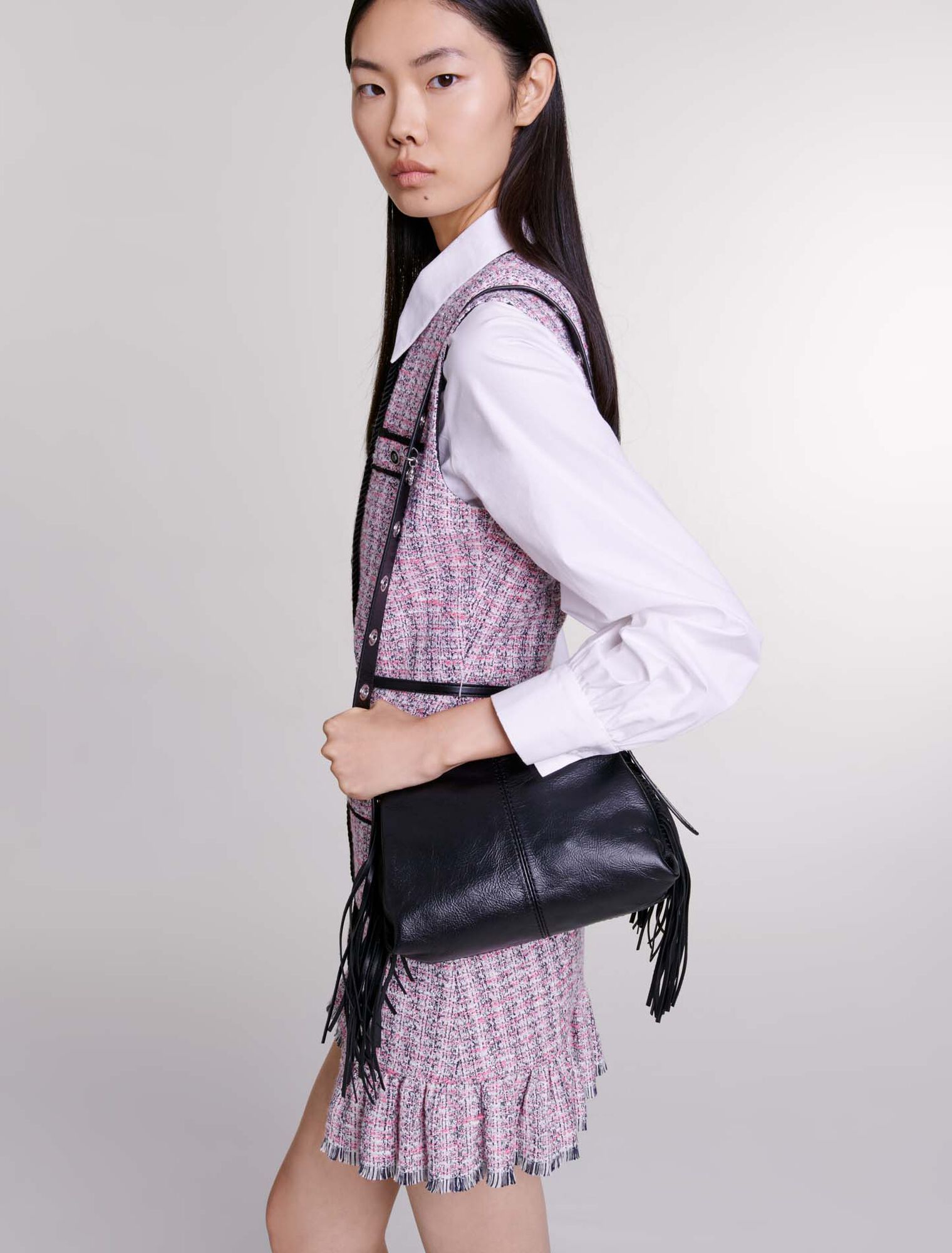 Vestido corto 2 en 1 de tweed