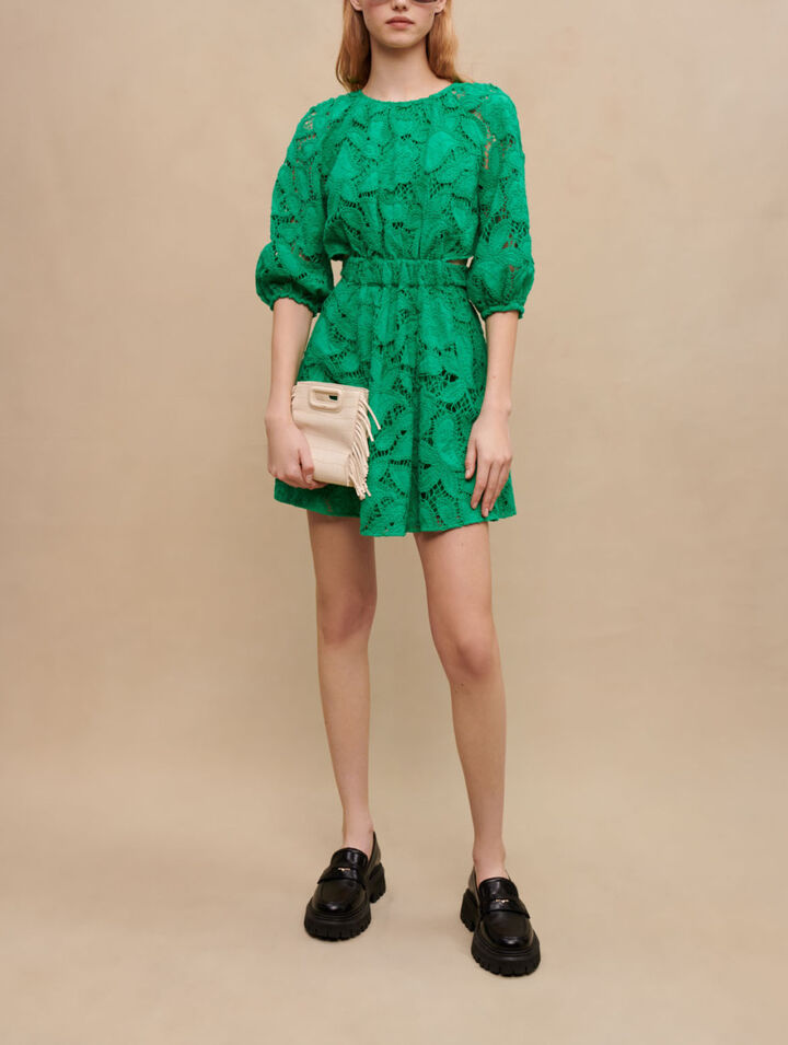 Vestido corto de algodón bordado