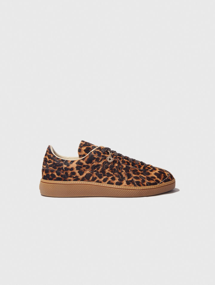 Zapatillas de piel con efecto leopardo