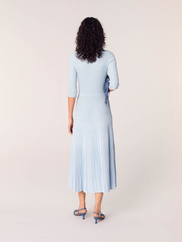Vestido midi de punto acanalado