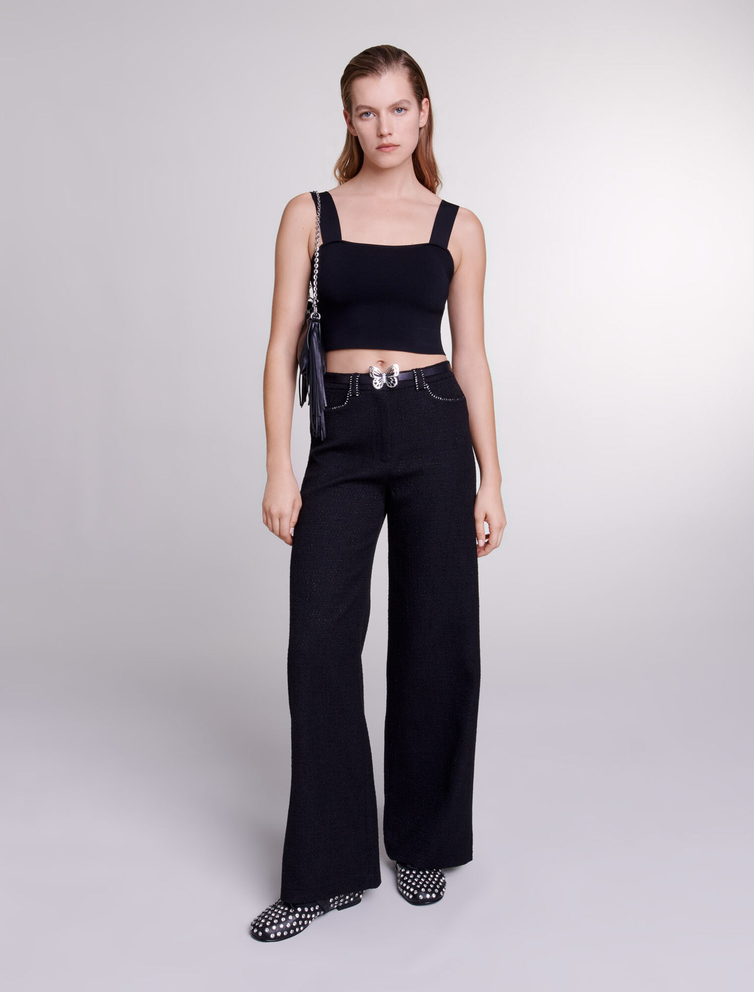 Pantalón ancho de tweed