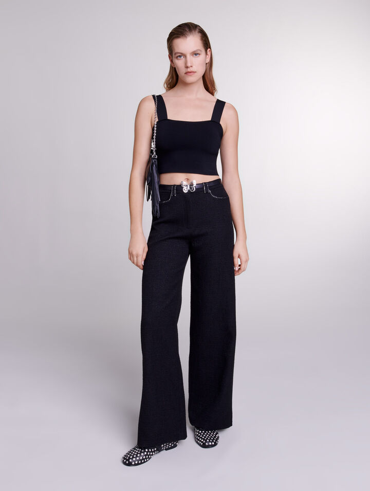 Pantalón ancho de tweed