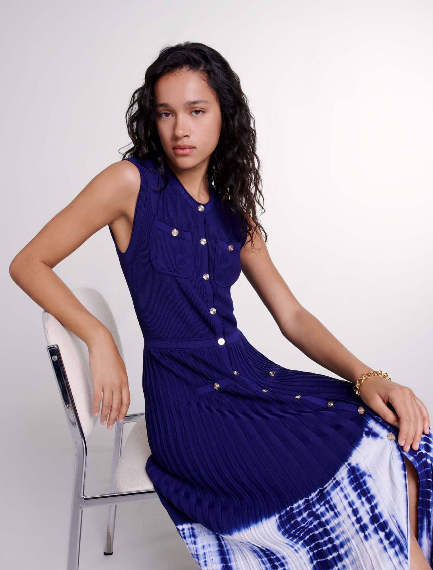 Vestido largo de punto tie an dye