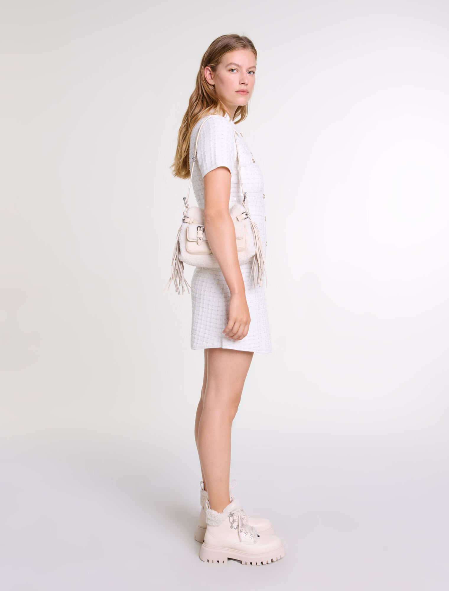 Vestido corto punto y lentejuelas