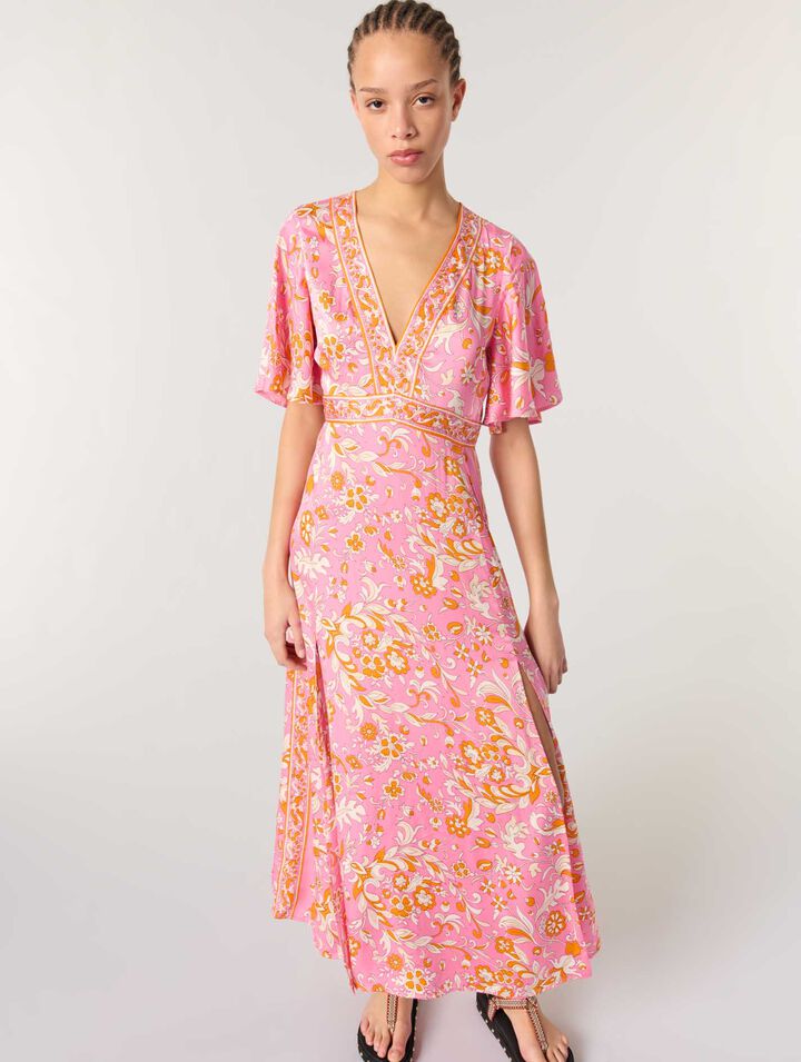 Vestido largo fluido estampado