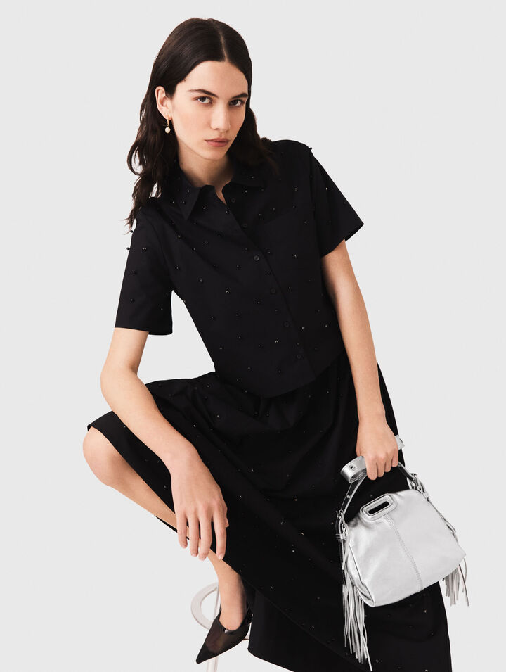 Camisa con strass y perlas