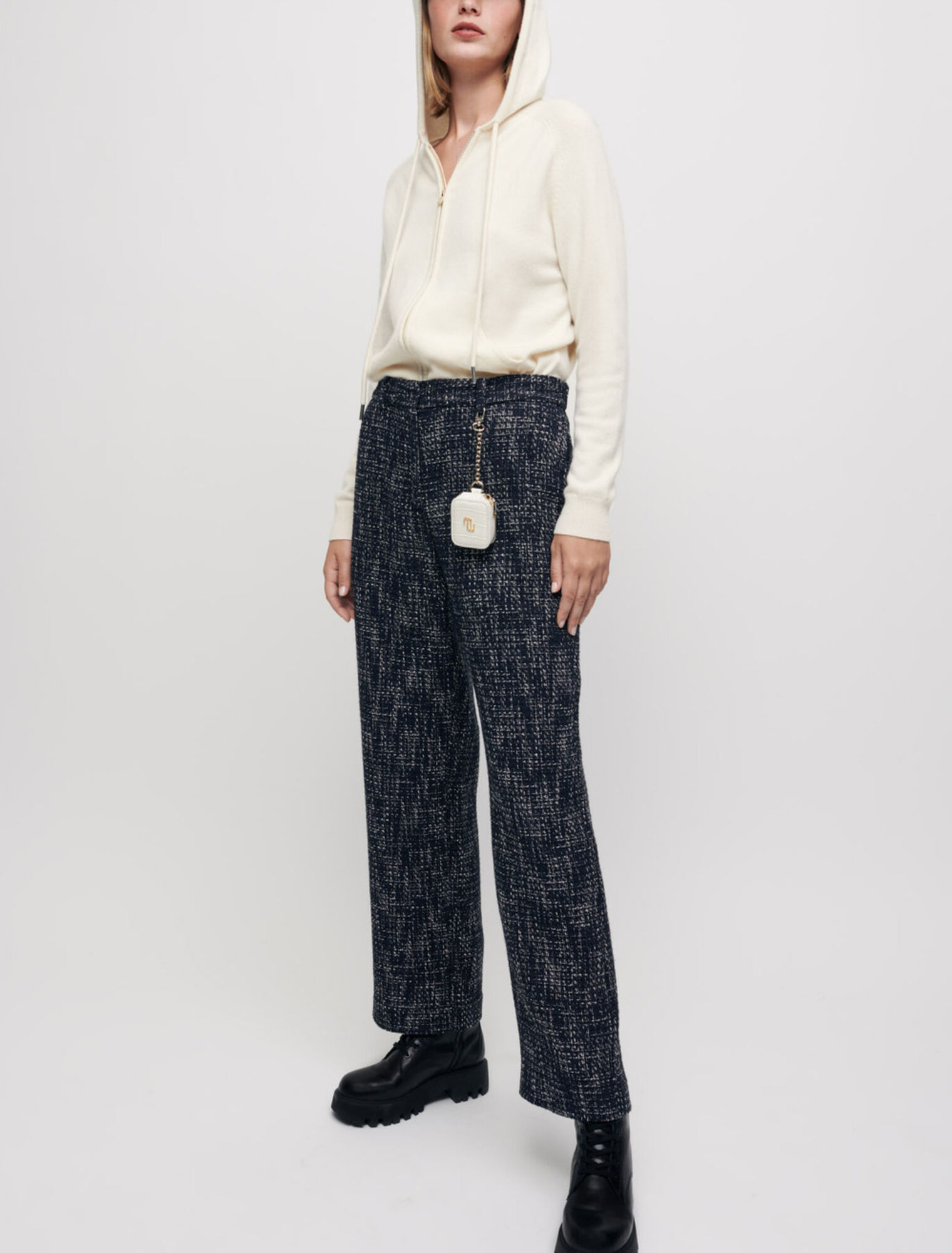 Pantalón ancho de tipo tweed