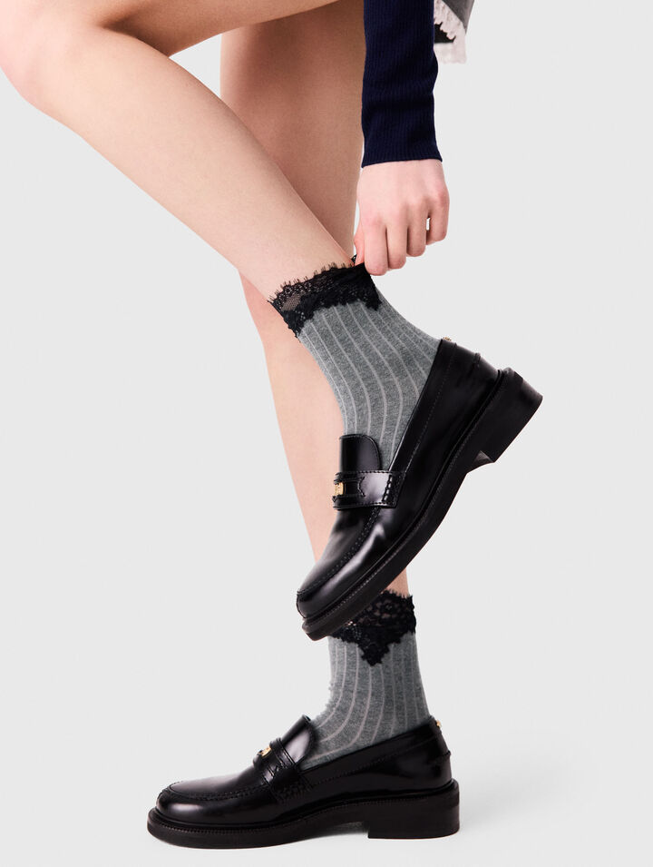 Calcetines de algod&oacute;n y encaje