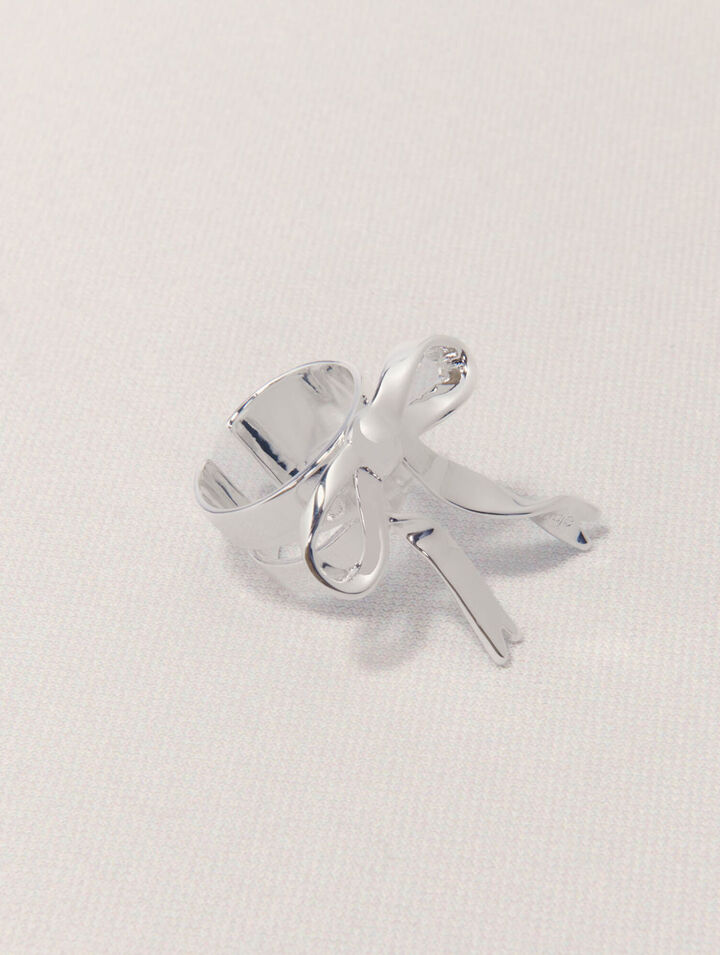 Anillo abierto nudo plateado