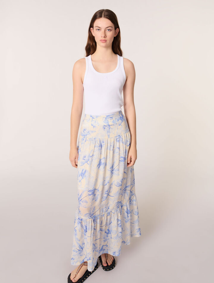 Falda larga con estampado floral