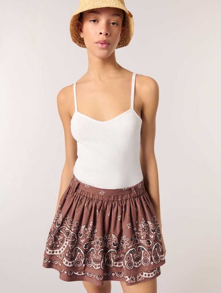 Minifalda estampada con pedrería