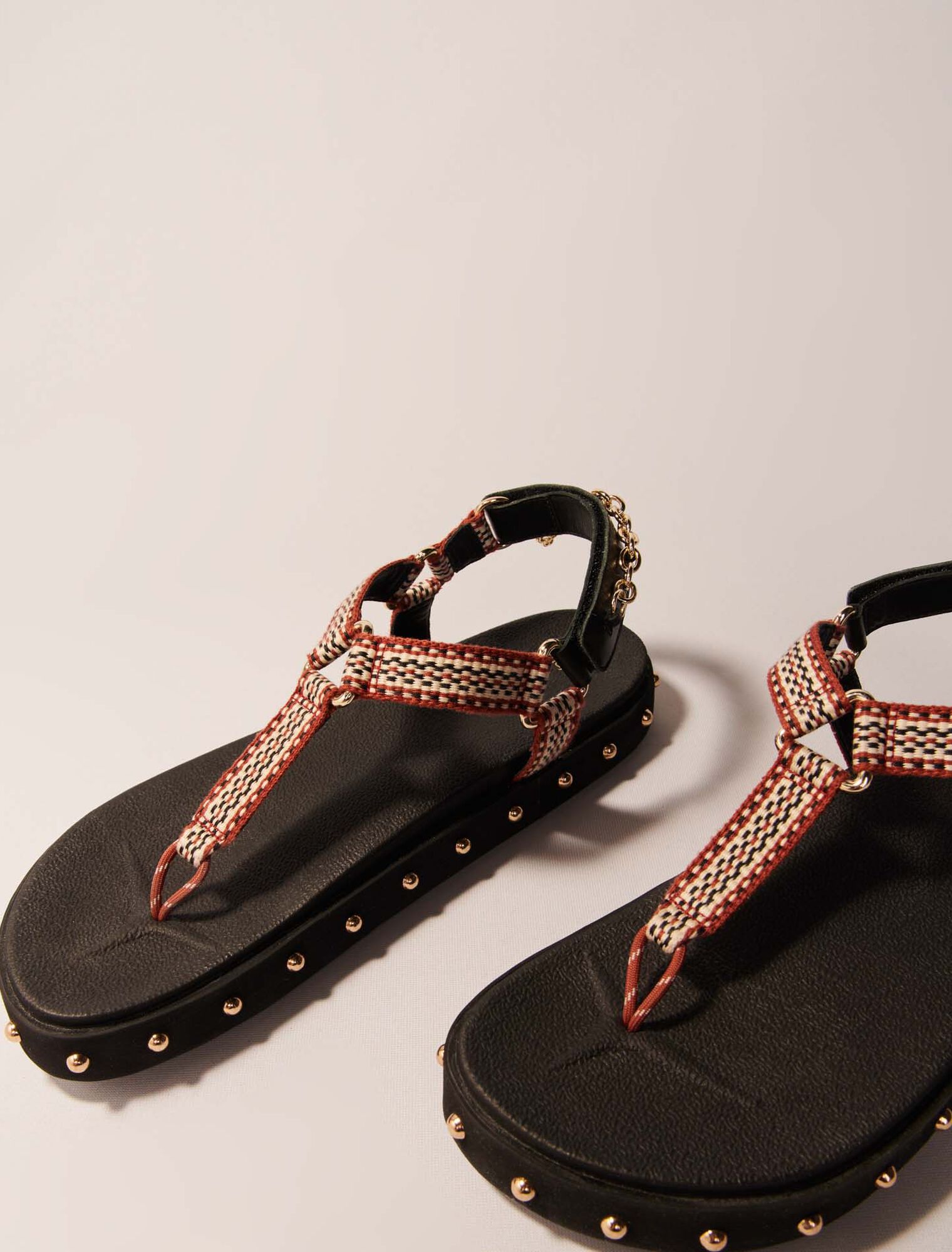 Sandalias planas de cuerda y piel