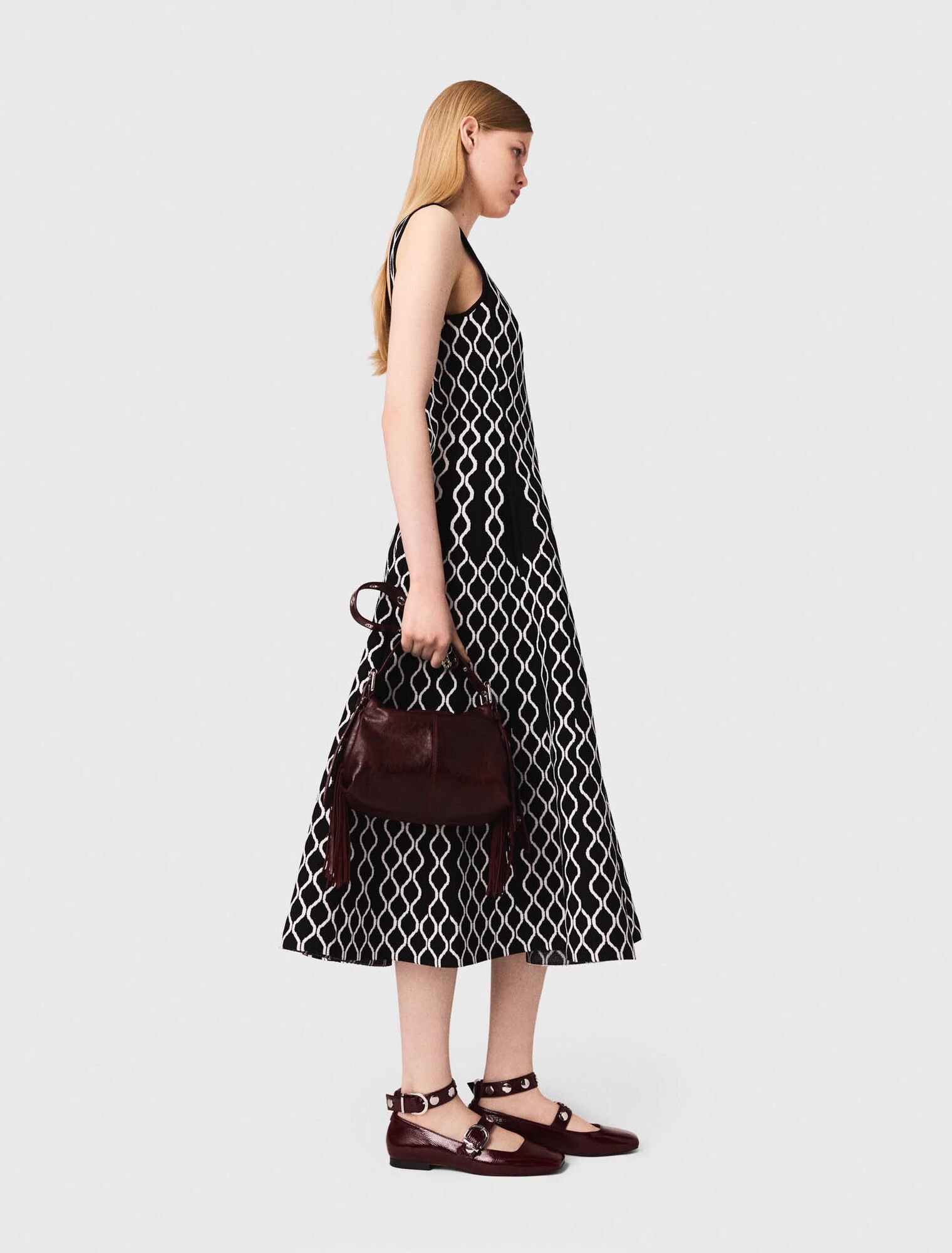 Vestido midi de punto jacquard