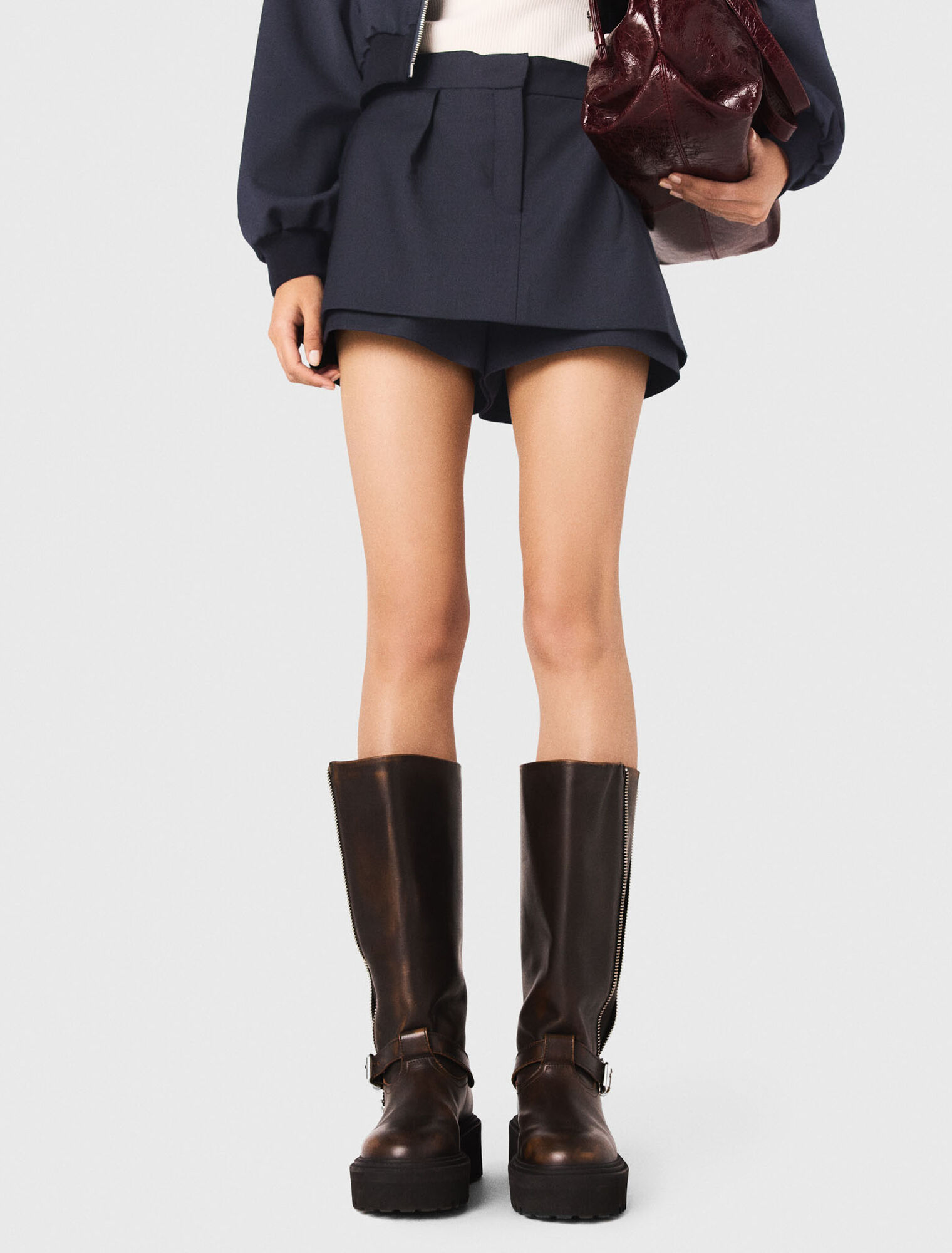 Bomber con cremallera de lana mixta